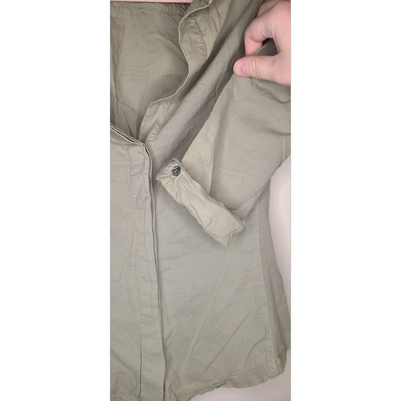 James Perse Standard Shirt Womens Size 2 Olive Cotton Button Up USA Made - Picture 3 of 7